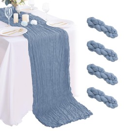 4 Pack Dusty Blue Cheesecloth Table Runner 35x120 Inch Boho Gauze Fabric Cheese Cloth Table Runner 10Ft Rustic Romantic Sheer Table Runners for Wedding Party Bridal Baby Shower Long Table Decoration