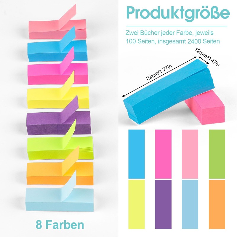 Pack of 2400 Sticky Notes, Sticky Notes, Small Pastel Sticky