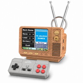 Travel Retro Handheld Games,10 JALECO + 168 Classics Mini TV Style Game Console 3.0 Inch Screen USB-C TF Gift for Kids & Adults (Wood)