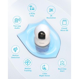 blurams 2K Indoor Surveillance Camera, 360° WiFi Camera Surveillance with Motion Detection, Colour Night Vision, 2-Way Audio, Compatible with Alexa and Google, Ideal for Baby/Pet (2.4 GHz)