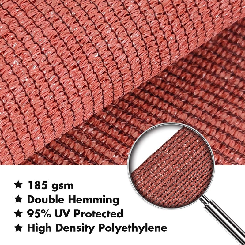 KANAGAWA Sun Shade Sail 10'x13' Rust Red Rectangle UV Block