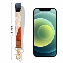 Hsxnam Wrist Lanyard Key Chain, Cute Wristlet Strap Keychain Holder for Women Car Keys Airpods ID Badges Phone, Abstract Marble