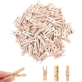 Youery Pack of 100 Small Wooden Pegs, 30 mm Mini Pegs, Clothes Pegs, Wooden Pegs Made of Real Wood, Decorative Clothes Pegs, Natural Decorative Pegs for Photos, Photo Wall, Postcards, Letters