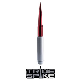 TRUE SPIKE 9 inch White RED TIP PENETRATOR Fat Bullet Antenna with Anti-Theft + Copper Coil in Heavy Gauge CNC Machined Billet Aluminum Short Compatible with Jeep Wrangler TJ 97-06 1997-2006