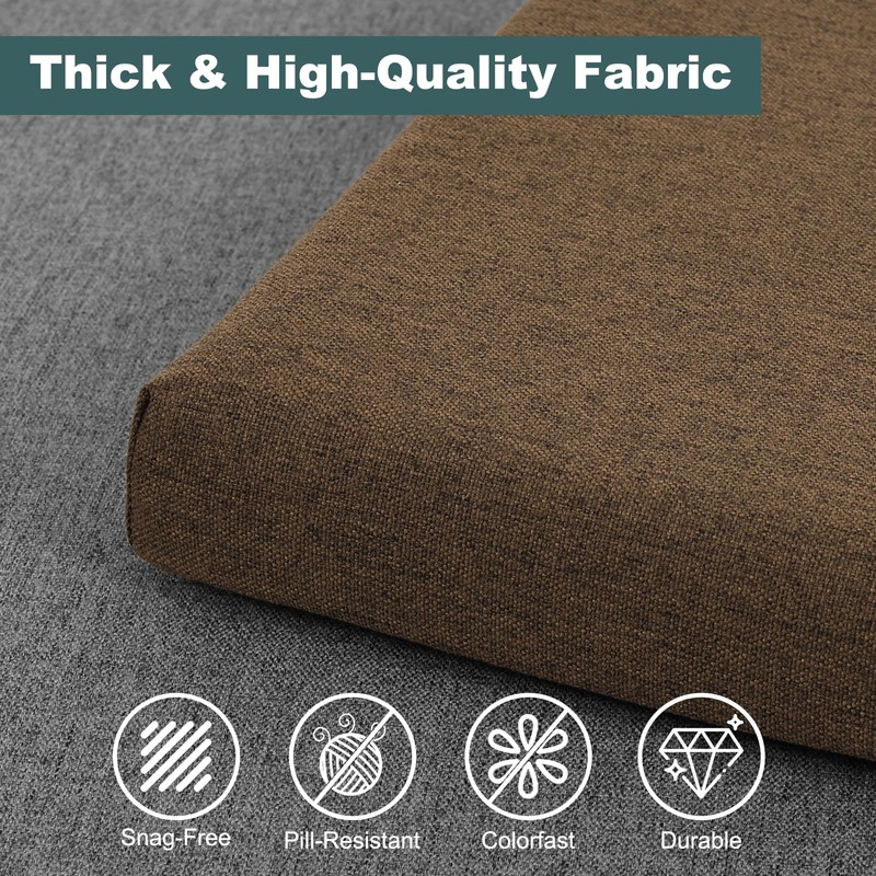 baibu 48 Inch Bench Cushion, Dual-Layer Design Memory Foam Indoor