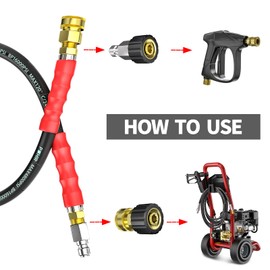 POHIR 3FT Pressure Washer Jumper Hose, 4800 PSI Pressure Washer Whip Hoses 3/8'' ID, Reel Connector with Removable Quick Connect