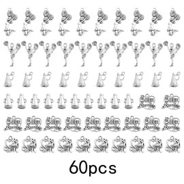 60pcs 6 Styles Antique Silver Cheerleading Theme Charms Tibetan Alloy Gymnastics School Sports Pendants Collection for DIY Necklace Bracelet Jewelry Making Supplies