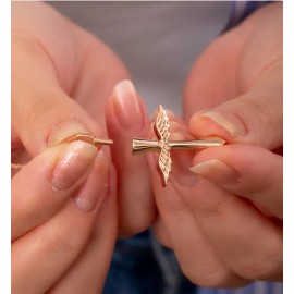 Fashion Jewelry Rare GOLD Pendant On 925 Silver 24" Necklace CROSS ANGEL WING URN ASHES MEMORIAL