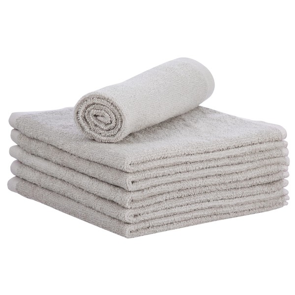 Superio Cotton Terry Washcloths Grey Towels 100% Cotton Cleaning Cloth 16" Rags Wash Clothes for Body and Face, Spa Towels, Multi Purpose (6, 16"x16")