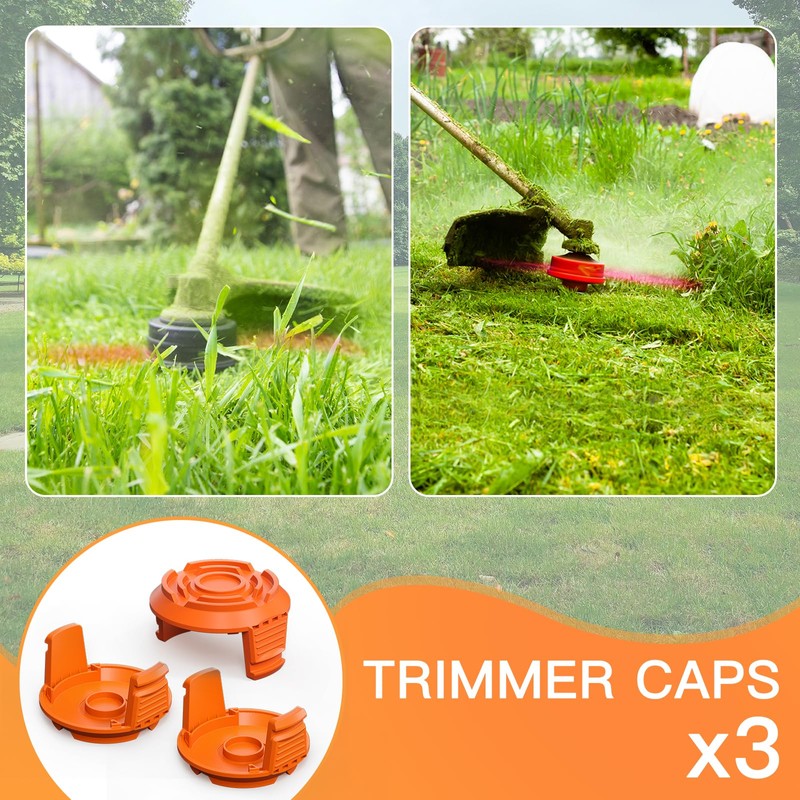 3 Pack Trimmer Replacement Spool Cap Cover for Worx,Compatible for