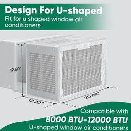 Plusluck Air Conditioner Covers for Window Units Outside: Mesh Cover for U Shaped AC, 8000BTU, 12000 BTU, Waterproof, Breathable, PVC Cover, Anti-Leaf, Easy Air Flow, 20" x 12.6" x 13", White