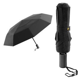 Canotagio Paraguas automatico plegable de bolsillo. Paraguas de viaje compacto para lluvia y Sol con funda. Sombrilla para lluvia con secado rápido y de amplia cobertura con 97 cm de Diámetro (Negro)