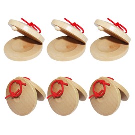 AOVNA 6pcs Wooden Castanets Wooden Percussion Instrument Finger Castanets Baby Castanet DIY Rhythm Music Musical Instrument for Kids Children Adult