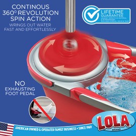 Lola Products Revolution Microfiber Spin Mop Refill, Braided Pad, Super Absorbent, Reusable & Machine Washable, Does Not Drip Or Streak, 2 Count