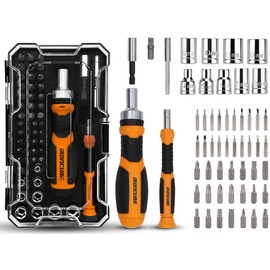 IRONCUBE Ratcheting Screwdriver Set: 56-Piece Magnetic Multi Bits Tool Kit with Case