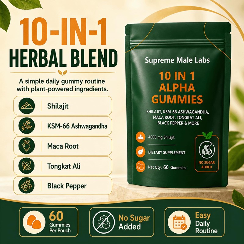 SupremeMale 10 in 1 Alpha Gummies, Supreme Male Alpha Gummies，4000
