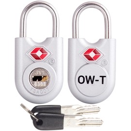 TSA Approved Luggage Locks Padlocks (2 Pack) OW-Travel Suitcase Locks with Keys. Heavy Duty Zinc Alloy Suitcase Padlocks with Key Lock for Luggage, Bag, Case, Backpack, Rucksack, Gym Locker (Silver)