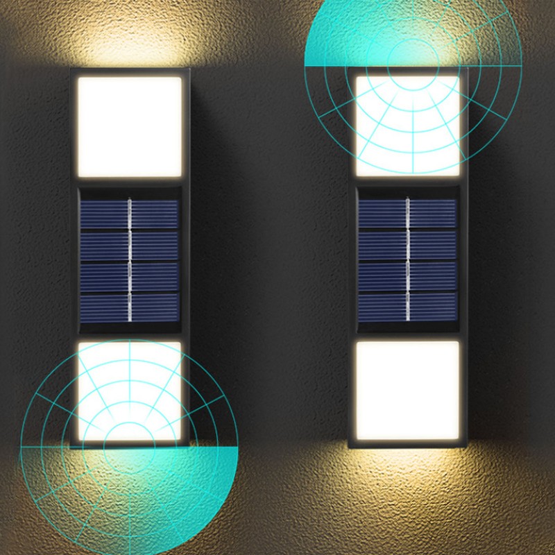 2 Sets Solar Wall Lamp IP65 Protection Grade Bidirectional Multifunctional