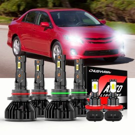 CHUSYYRAY For 2013-2014 2015 Toyota RAV4 LED Headlight Hi-Lo Beam + Fog Light Bulbs Kits
