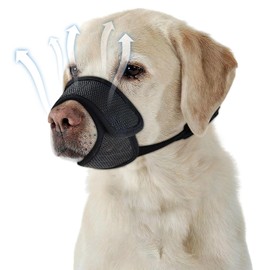 DOINEUFL Dog Muzzle, Lightweight & Breathable Mesh Muzzle for Small and Medium Dogs, Adjustable Buckle Strap Dog Muzzles to Prevent Biting, Barking and Chewing (Black, S)