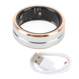 Smart Ring Health Tracker IP68 Waterproof Wearable Pedometer 15 Days Battery Life Sleep Fitness Ring Gold Edge Size 12