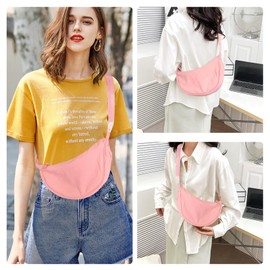 JENCVNL Women's Half Moon Bag Nylon Crossbody Bag Women's Crossbody Moon Bag Hobo Halfmoon Bag Half Moon Shoulder Bag with Adjustable Shoulder Strap, pink