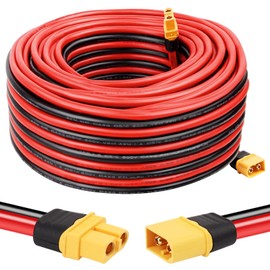 MOOKEERF XT60 Extension Cable 10AWG 50FT XT60 to XT60 Cable with Male to Female Connector for Portable Power Station Solar Panel RC Battery