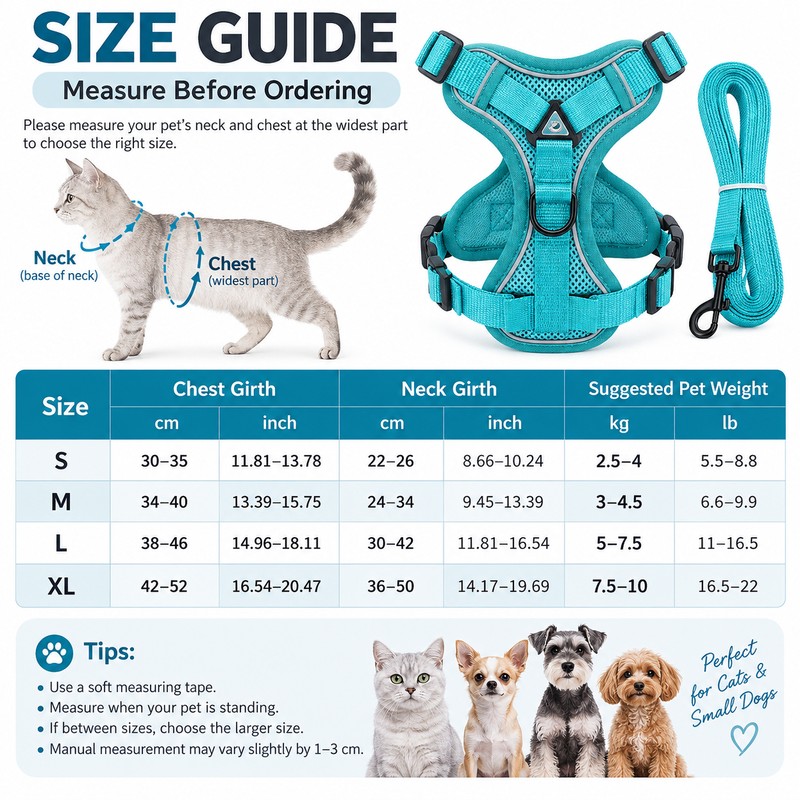 Cat Harness and Leash Set for Indoor Cats & Small