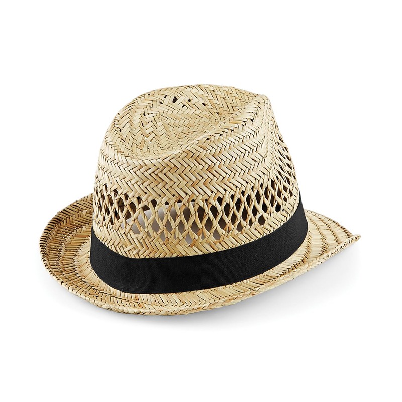 COOZO Mens Straw Summer Trilby - Natural - L-XL