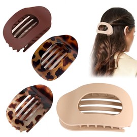 SGERUFZ 4 Stück Flache Haarklammern, Flat Claw Clip für Damen, Runde Lay Down Haarklammer, Für dickes und dünnes Haar, Bequeme