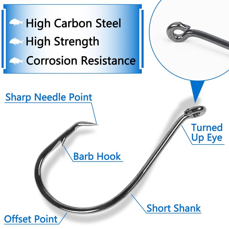 150pcs/box Circle Hooks 2X Strong Customized Offset Sport Circle Hooks