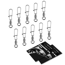 AMZfishing 10x Ball Bearing Swivels with Fast-Lock | Carabiner Swivel Fishing | Swivel Set | Swivel Fishing | Fishing Swivel Set | Fishing Swivel Set | Fishing Swivel (10 Pieces, b: #1 (14 kg))