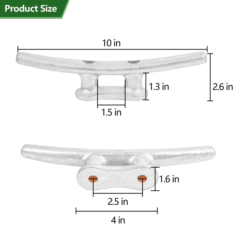 Dock Cleats 10 inch With Bolts,Hot Dipped Galvanized Cast Iron