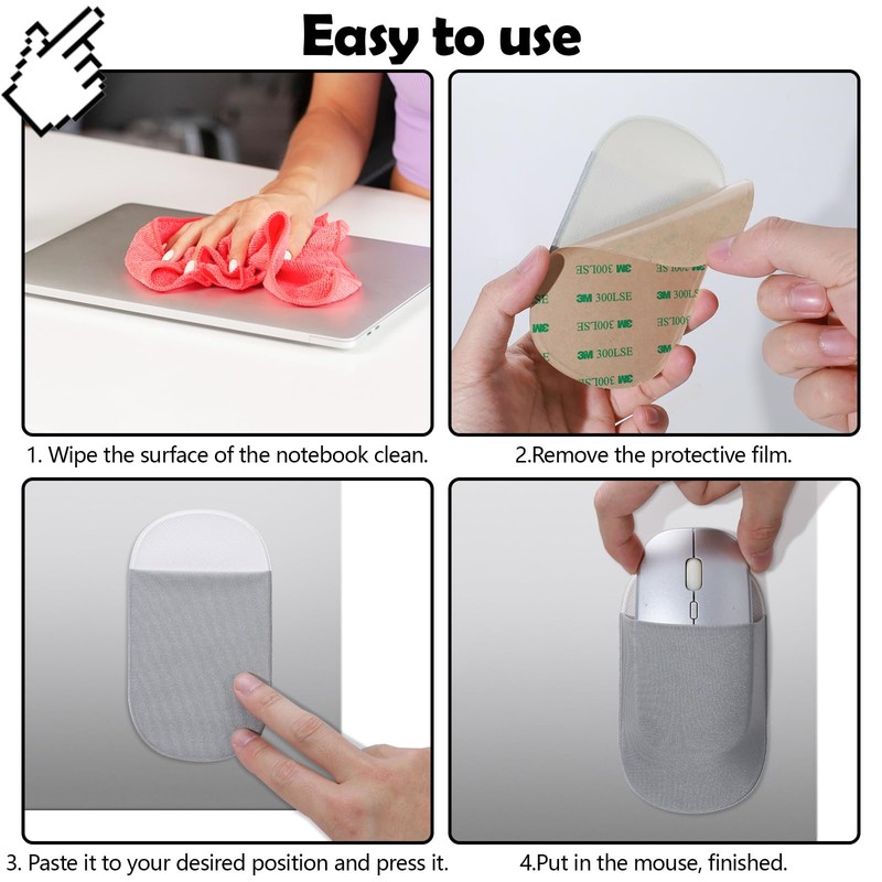 Realand 2Pcs Stick-On Laptop Mouse Holder - Elastic Case for