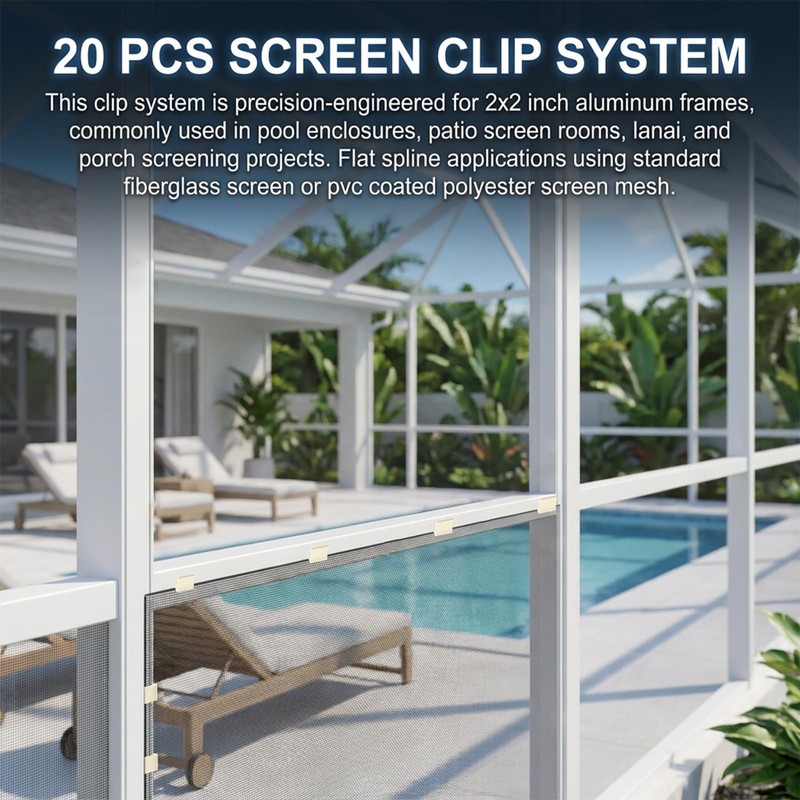 2.6cm Screen Repair Clips for Rescreening Pool and Patio Flat