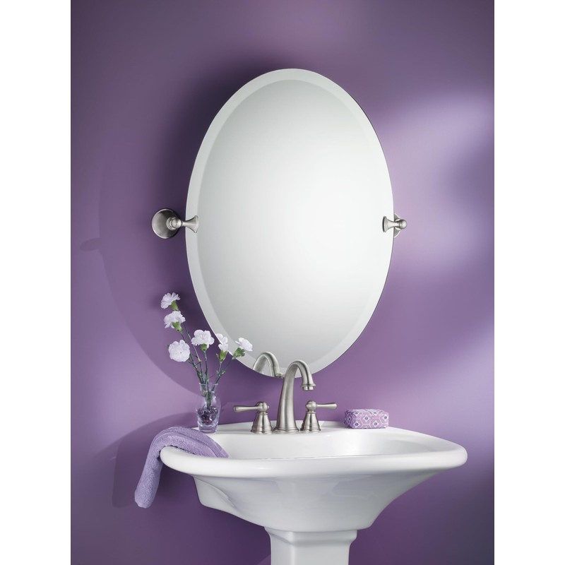 Moen Glenshire Brushed Nickel 26-Inch x 22-Inch Frameless Pivoting Bathroom