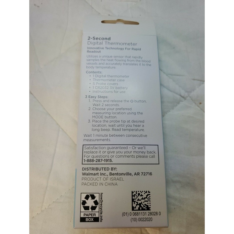 EQUATE Digital Thermometer Adult/Children 2 Second Fast and Accurate Equate