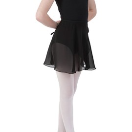 Bezioner Children's Ballet Wrap Skirt, Chiffon, Ladies’ Dance Skirt with Waist Tie, black