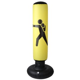Sandbag Boxing Bag Sandbag PVC 160cm Fitness Inflatable Column Tumbler Punching Bag with Thick Base for Adults and Kids (Yellow)