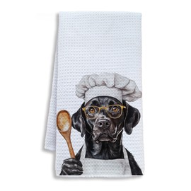 Shrago Funny Black Labrador Retriever Kitchen Towels, Black Lab Gifts for Women Men Dish Tea Towels for Kitchen, Gifts for Labrador Dog Lovers Decorative Hand Towels, 16x24 Inch