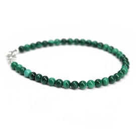 Kathy Bankston Handmade Malachite Bracelet with Clasp, Small 4mm Green Gemstone Beads, Made to Order Lengths 925 Sterling Silver or Yellow Gold Fill