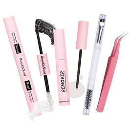 Qiveaory Wimpern Kleber Lash Bond und Seal Kit 4 Pcs DIY Lash Extension mit Wasserdichtem Lash Cluster Kleber 72h Halten und Seal Lash Remover Pinzette Tragbare Wimpernbürste mit Kappe für Anfänger