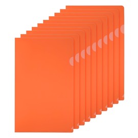PATIKIL L Type Folder Pack of 10 A4 Plastic File Sleeves Transparent Document Sleeves for Office Orange
