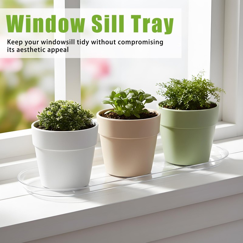 Juexica 4 Pcs 17.7 x 6.1 Inch Plant Tray Plastic