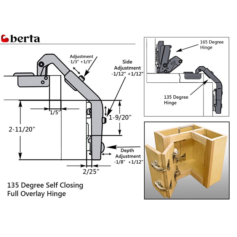Berta (4 Pack) 135° Lazy Susan Hinge, Full Overlay Concealed