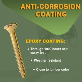 LIONMAX Deck Screws 3 Inch, Wood Screws #10 x 3, 500 PCS, Rust Resistant, Exterior Epoxy Coated, Outdoor Decking Screws, Torx/Star Drive Head Deck Screw, T25 Star Bit Included, Tan