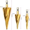 ZAFAYA HSS Step Drill Bit Spiral Flute 3-Piece Set 4-12mm/4-20mm/4-32mm,