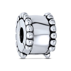 Trim Edge Spacer Stopper Spacer Bead Charm For Women Teens .925 Sterling Silver Snap Clasp Fits European Bracelet