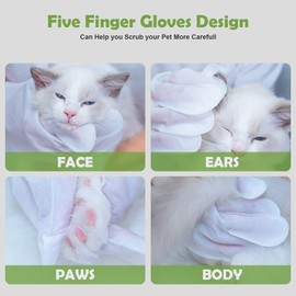ZNOKA Pet Grooming Glove - Gentle Deshedding Brush Glove, Pet Bathing Wipes - Enhanced Five Finger Design - Daily Care and Traveling - Perfect for Dog & Cat with Long & Short Fur (7pcs/1-Pack)