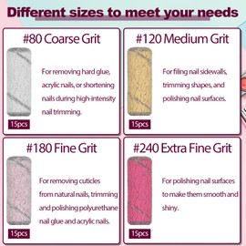 60 Pcs Small Sanding Bands Mini Nail Drill Bits with Mandrel Bit 80/120/180/240 Grit Fine Grit Nail File for Acrylic Nails Gel Manicures and Pedicure Electric File Accessories Manicure Supplies